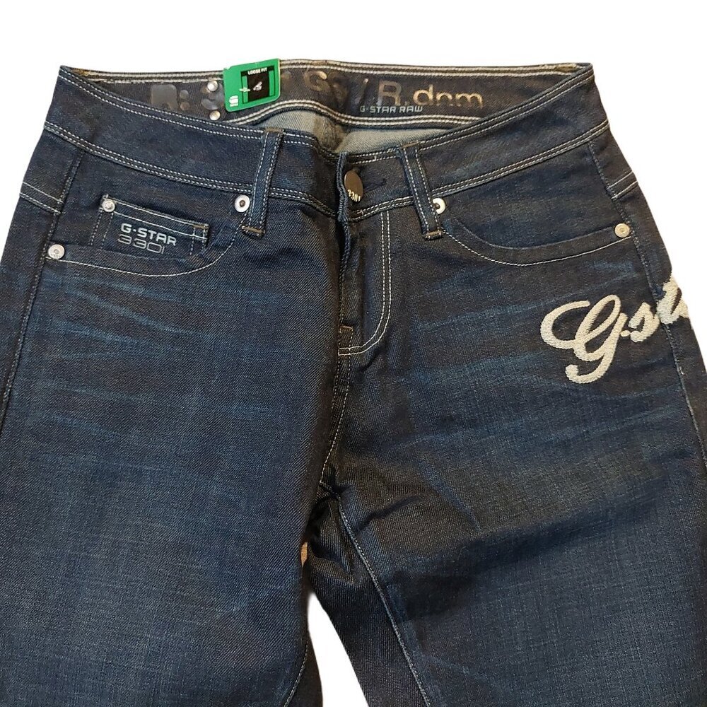 Retro Vintage G-Star Raw New Reese Loose Dave Denim Dark Vintage Blue Sz 26 NWT - Picture 5 of 11